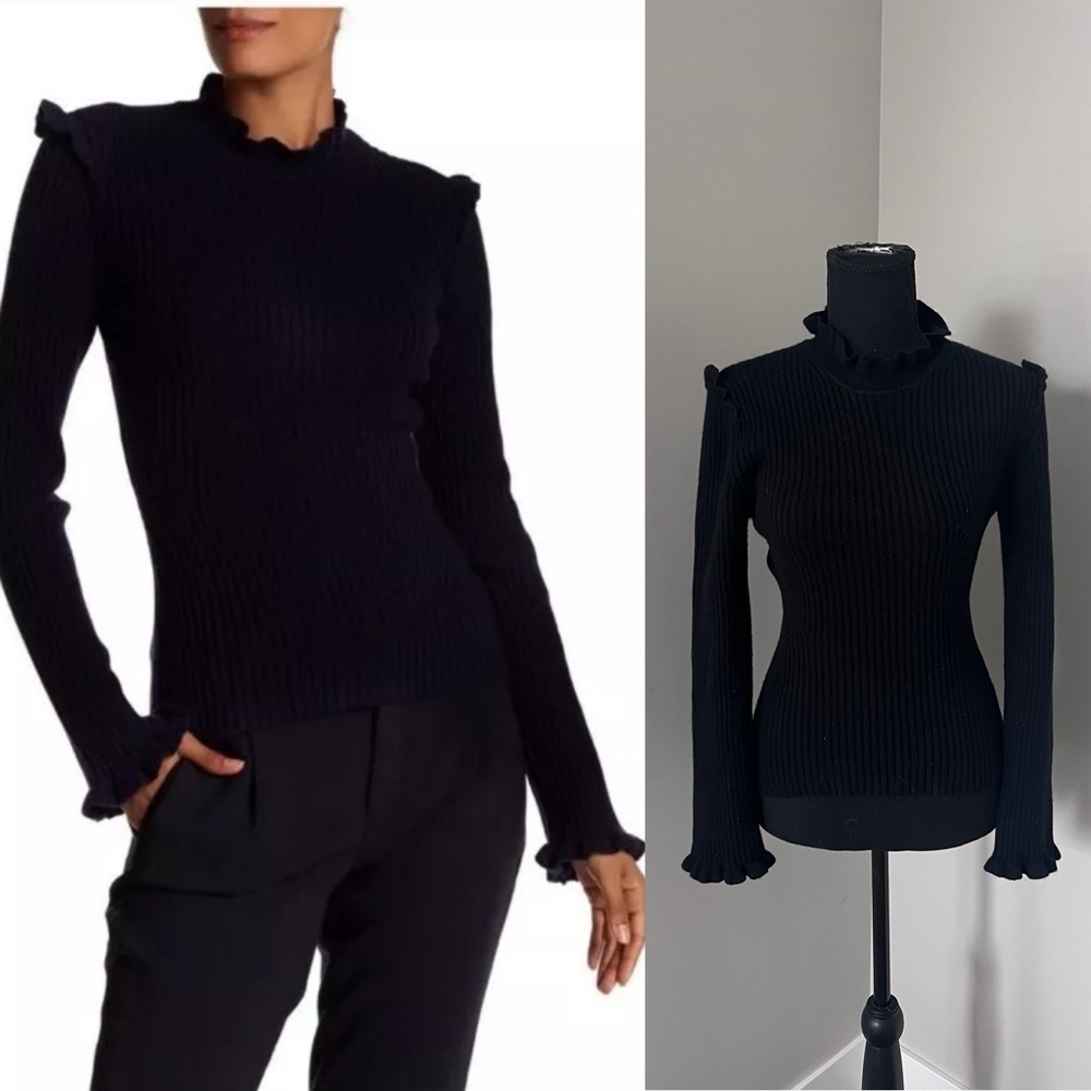 10 Crosby Derek Lam Black Ruffle Sweater